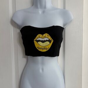 Black Strapless Top with Gold Graphic UCF KNIGHTS